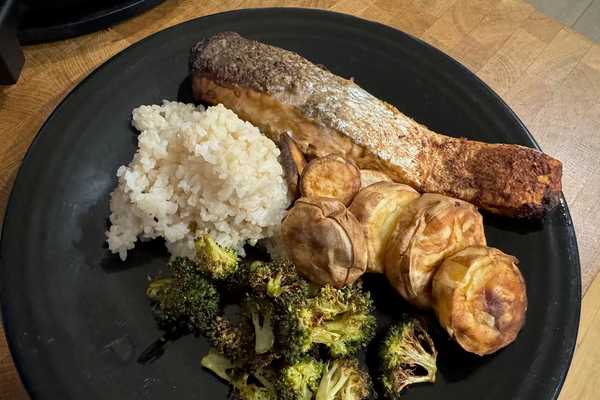 Salmon Misoyaki with Japanese Sweet Potatoes & Brown Rice