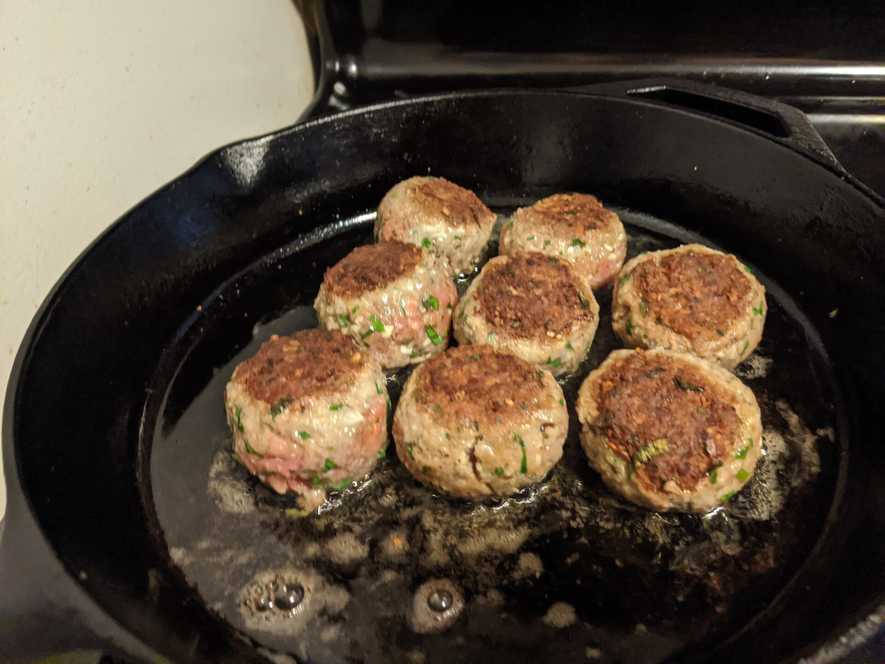 Brown meatballs on the other side