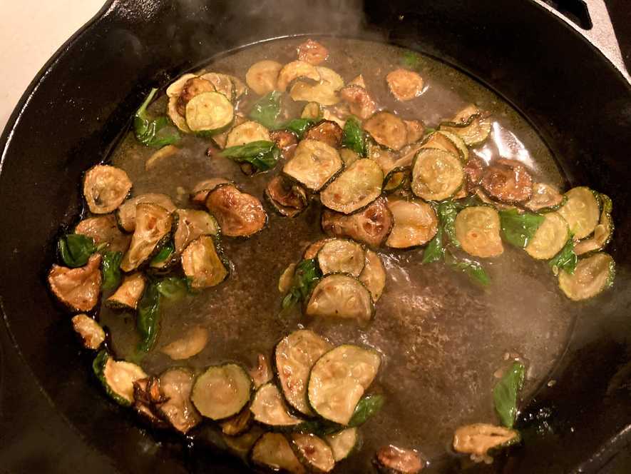 Mix zucchini and basil