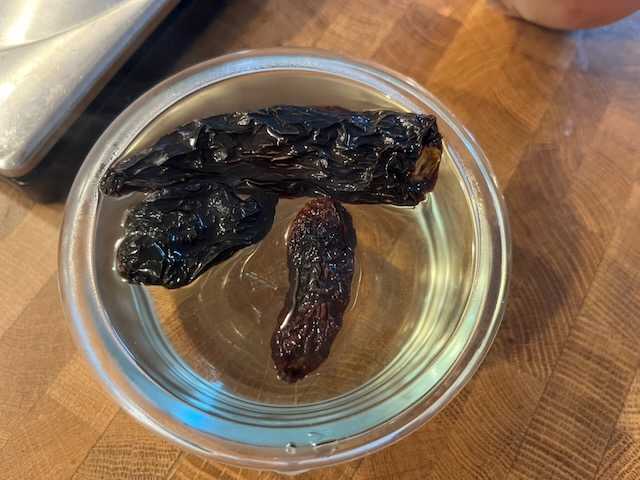 Soak dried chiles