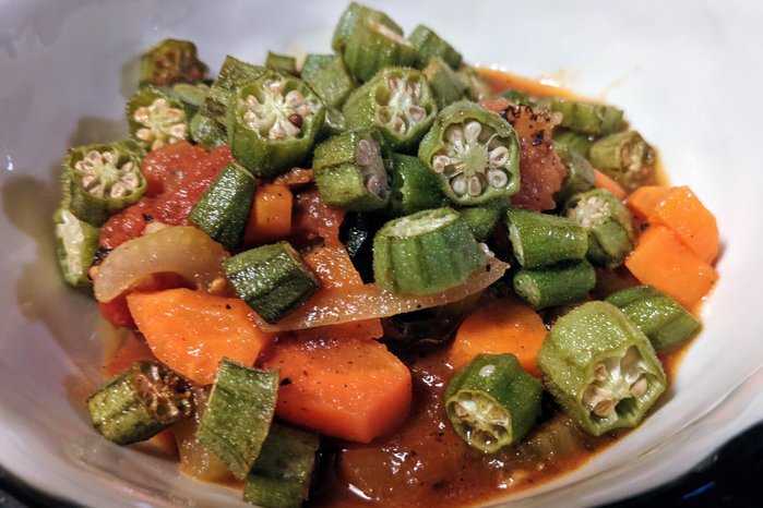 Okra and Roasted Tomato stew