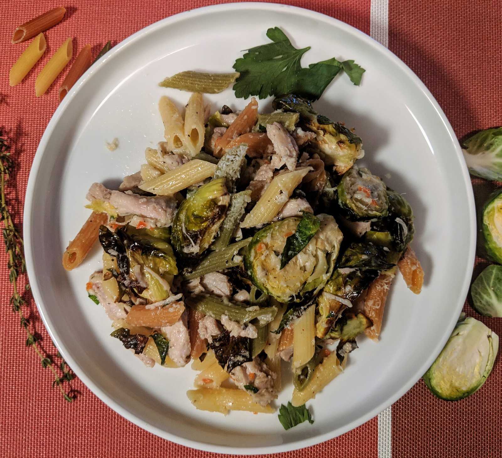Pasta with Chicken and Brussels Sprouts